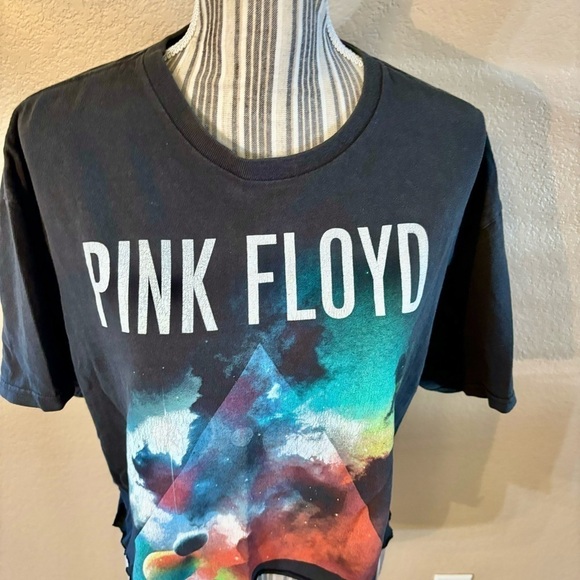 Pink Floyd Tee XL Retro Wash Scissor Hem Black Dark Side of the Moon Album - Picture 2 of 12